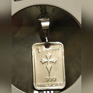 999 Pure Silver Gothic Cross Charm / Pendant - New - Solid 925 sterling Silver